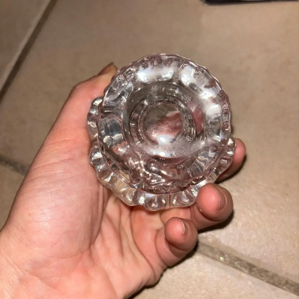 Kosta Solei Boda Sunflower Clear Textured Art Glass Candle Holders Goran Warff